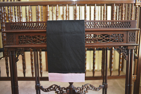 Multicolored Black & Pink Mist color Hemstitch Guest Towel. Each